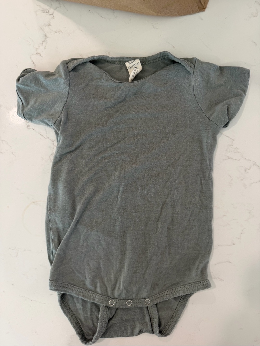 Classic Solid Short-Sleeve Baby Onesie in Slate Green